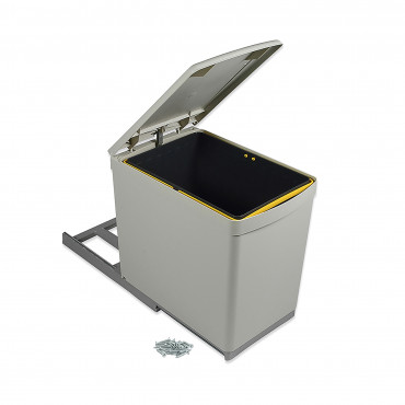 Contenedor de reciclaje de fijación inferior y extracción manual con 1 vaso de 16 litros y tapa automática