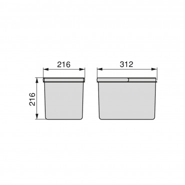 Contenedores para cajón de cocina Recycle, Altura 216