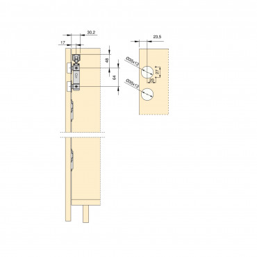 Sistema Twofold en formato kit para 2 puertas correderas de madera colgadas y plegables con cierre suave