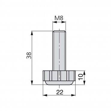 Pie nivelador para mueble con base hexagonal, M8