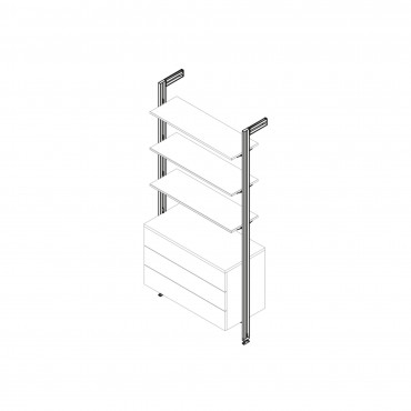 Kit Zero de soportes para estantes de madera y módulo