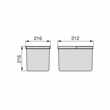 Contenedores para cajón de cocina Recycle, Altura 216