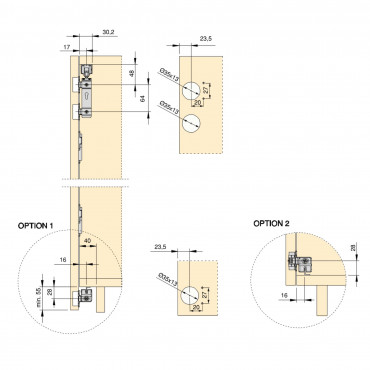 Sistema Twofold en formato kit para 2 puertas correderas de madera colgadas y plegables con cierre suave